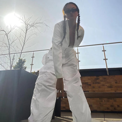 Calça Jogger Feminina de Moletom Wide Leg – Estilo Streetwear Y2K Punk Monocromático