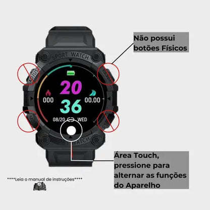Smartwatch IP68 - Tela sensível ao toque (Bluetooth)